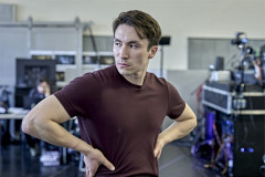 Brandon Grace in rehearsal for Hamlet Hail to the Thief. Photo by Manuel Harlan