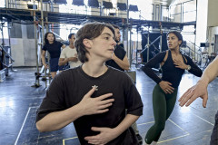 Alby Baldwin and the company in rehearsal for Hamlet Hail to the Thief. Photo by Manuel Harlan