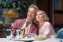 Richard E. Grant as David Bliss and Christine Baranski as Judith Bliss in Hay Fever at Wyndham's Theatre. Photo by Marc Brenner