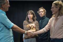 Richard E. Grant, Lucy Karczewski, Will Close and Nancy Carroll in rehearsals for Hay Fever. Photo by Marc Brenner