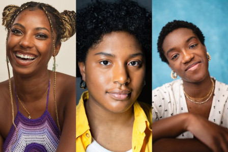 Monet Marquis, Nkara Stephenson and Halle Brown, the cast of Home Song at the Unicorn Theatre