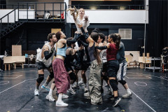 Daisy Statham and the company in rehearsal for The Hunger Games: On Stage. Photo by Danny Kaan