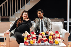 Charlotte Jaconelli as Ann and Aaron Gill as Raj in Ilford Boy. Photo by Helen Murray