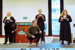 Sarah Gilford, Jacques Imbrailo, Amy Holyland and Olivia Rose Tringham in rehearsal for ENO’s Iphigénie en Tauride. Photo by Helen Murray