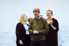 Sarah Gilford, Jacques Imbrailo and Amy Holyland in rehearsal for ENO’s Iphigénie en Tauride. Photo by Helen Murray