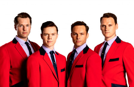 Adam Bailey (Bob Gaudio), Ben Joyce (Frankie Valli), Benjamin Yates (Tommy De Vito) &amp;amp; Karl James Wilson (Nick Massi), credit Darren Bell