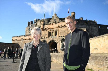 Writer Rona Munro and director Rufus Norris at Edinburgh Castle. Photo by Greg Macvean