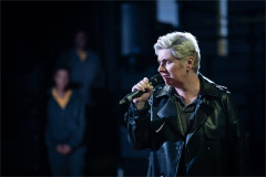 Jackie Clune as Julius Caesar in First Encounters: Julius Caesar. Photo by Helen Maybanks