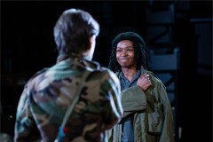 Harriet Walter as Brutus and Jenny Jules as Cassius in First Encounters: Julius Caesar. Photo by Helen Maybanks