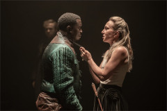 Fode Simbo as Edmund and Katie Wimpenny as Goneril. Photo by Johan Persson