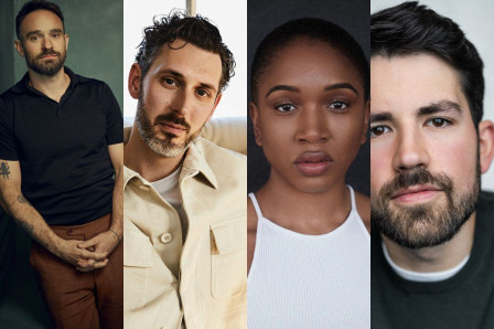 Charlie Cox, Blake Harrison, Cherrelle Skeete and Christopher Short, cast in The King’s Ransom at the Donmar Warehouse. Charlie Cox photo by Brian Bowen Smith