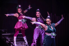 Ronnette, Chiffon and Crystal in Little Shop of Horrors at Exeter Northcott Theatre. Photo by Craig Fuller