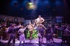 The company in Mushnik's flower shop in Little Shop of Horrors at Exeter Northcott Theatre. Photo by Craig Fuller