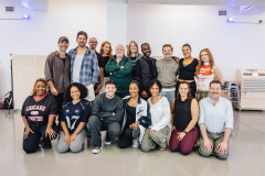 The company of Little Shop of Horrors on the first day of rehearsals. Photo by Danny Kaan