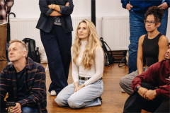 Celinde Schoenmaker with members of the company in rehearsals for Love Never Dies in Concert. Photo by Danny Kaan