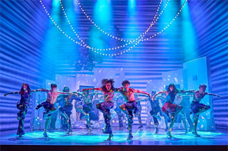 The cast of Mamma Mia! at the Novello Theatre. Photo by Brinkhoff &amp; Mögenburg
