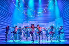 The cast of Mamma Mia! at the Novello Theatre. Photo by Brinkhoff &amp; Mögenburg