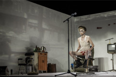 Tilda Swinton as Ella/Max in Man to Man at the Royal Court Theatre. Photo by Ruediger Glatz