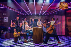 The company of Million Dollar Quartet on the Sun Studio set, in the Barn Theatre production transferring to The Arts at Marble Arch