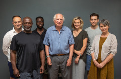 Antony Law (Director), Mensah Bediako (Kapenie), Alexander Matthews (Writer), Lucy Lowe (Oonagh), Suzanna Hamilton (Lady L) and Theo Bamber (Gordon). Photo by Mark Senior