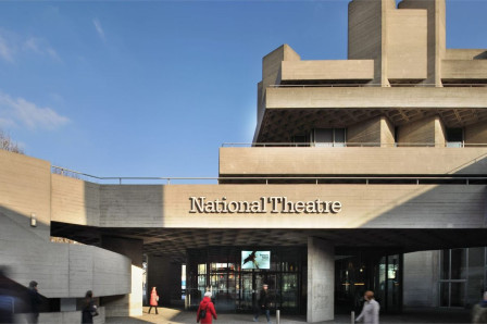 The main entrance to the National Theatre on London's South Bank. Photo by Philip Vile