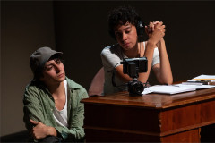 Joseph Payne as TIM and Nina Bowers as NINA 03 in NINA at Battersea Arts Centre. Photo by Ali Wright