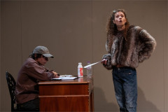 Joseph Payne as TIM and Gemma Barnett as NINA 04 in NINA at Battersea Arts Centre. Photo by Ali Wright