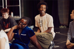 National Youth Theatre members in the rehearsal room for Letters to My Younger Future Self. Photo by Rich Lakos