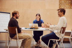 Daniel Ings and National Youth Theatre members in rehearsal for Letters to My Younger Future Self. Photo by Rich Lakos