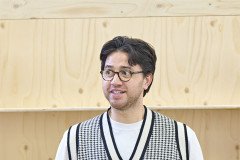 J.R. Ballantyne (Mary's Husband's Assistant) in rehearsals for Oh, Mary!. Photo by Manuel Harlan
