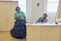 Lolly Adefope (Mary Todd Lincoln) and Syrus Lowe (Mary's Husband) in rehearsals for Oh, Mary! Photo by Manuel Harlan