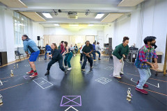 The company of A Christmas Carol in rehearsal at the Old Vic. Photo by Manuel Harlan