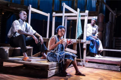 Will Atiomo, Adeola Yemitan and Antonia Layiwola in Once Upon a Time in Sokoto. Photo by Tristram Kenton