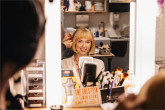 Behind the scenes on The Oresteia at the Bridge Theatre. Photo by Danny Kaan