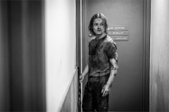 Behind the scenes on The Oresteia at the Bridge Theatre. Photo by Danny Kaan