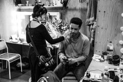 Behind the scenes on The Oresteia at the Bridge Theatre. Photo by Danny Kaan