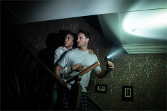 Hannah Sinclair Robinson as Lou and James Bye as James in Paranormal Activity. Photo by Johan Persson