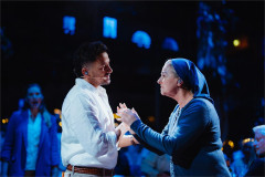 Peter Andre as Nikos with a member of the company in Mamma Mia! The Party at The O2. Photo by Grant Walker