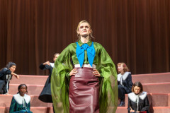 Gayle Rankin as Jean Brodie with her pupils in The Prime of Miss Jean Brodie at the Royal Lyceum Theatre, Edinburgh. Photo by Mihaela Bodlovic