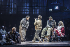 Travis Ross, Joaquin Pedro Valdes, Gaten Matarazzo, Billy Nevers and Jeevan Braich in Rent. Photo by Pamela Raith
