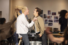 Travis Ross and Gaten Matarazzo in rehearsal for Rent. Photo by Pamela Raith