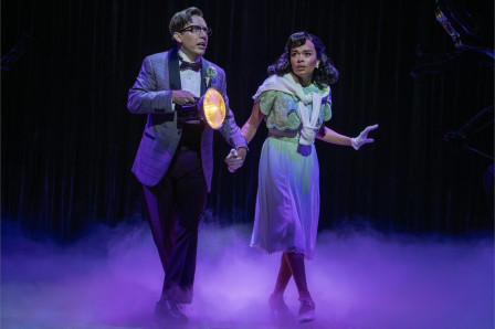 Kevin McHale and Lorna Courtney as Brad and Janet in Richard O'Brien's The Rocky Horror Show at Studio 54 on Broadway. Photo by Joan Marcus