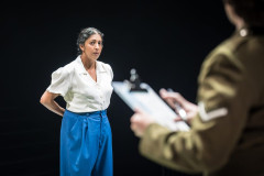 Priyanga Burford as Noor-un-Nisa Inayat Khan in a small and quiet light. Photo by Marc Brenner