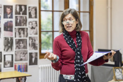 Janie Dee, script in hand, in rehearsal for Speculations. Janie Dee, script in hand, in rehearsal for Speculations.