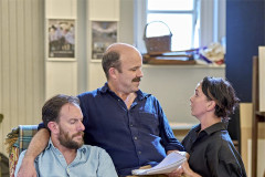 Pip Carter, Rory Kinnear and Natalia Osipova in rehearsals for The Standard of Living. Photo by Manuel Harlan