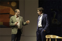 Ardal O'Hanlon as Paul and Stephen Mangan as Michel in The Truth. Photo by Johan Persson