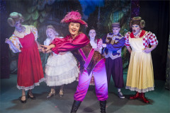 The Tinderella company lined up in full pantomime costume