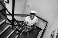 Steven Nguyen on a backstage stairwell at the Gillian Lynne Theatre. Photo by Danny Kaan Steven Nguyen on a backstage stairwell at the Gillian Lynne Theatre. Photo by Danny Kaan