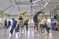 The company at work in rehearsals for Twelfth Night. Photo by Manuel Harlan