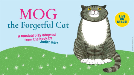 Key art for Mog the Forgetful Cat, a musical play adapted from the book by Judith Kerr. Artwork © Kerr-Kneale Productions Ltd